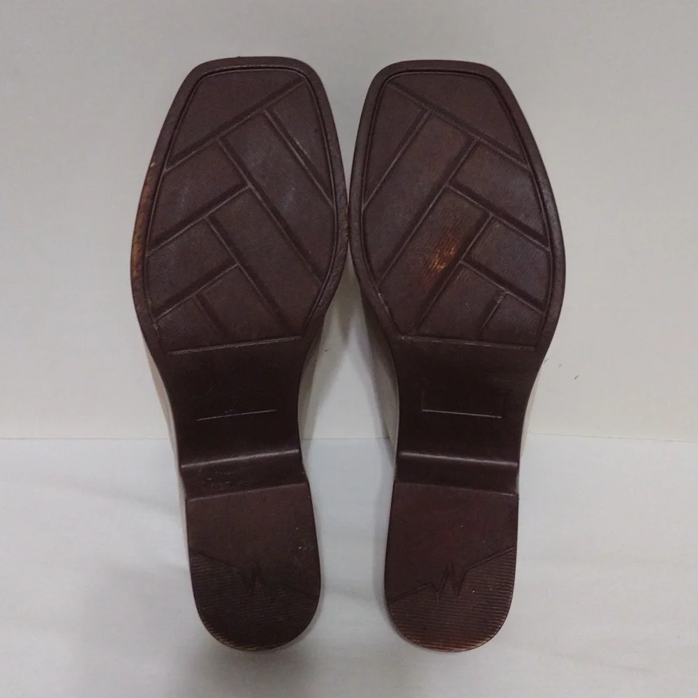 House of Harlow 1960 Leather Platform Block Heel Sandals Lightweight Summer 7.5